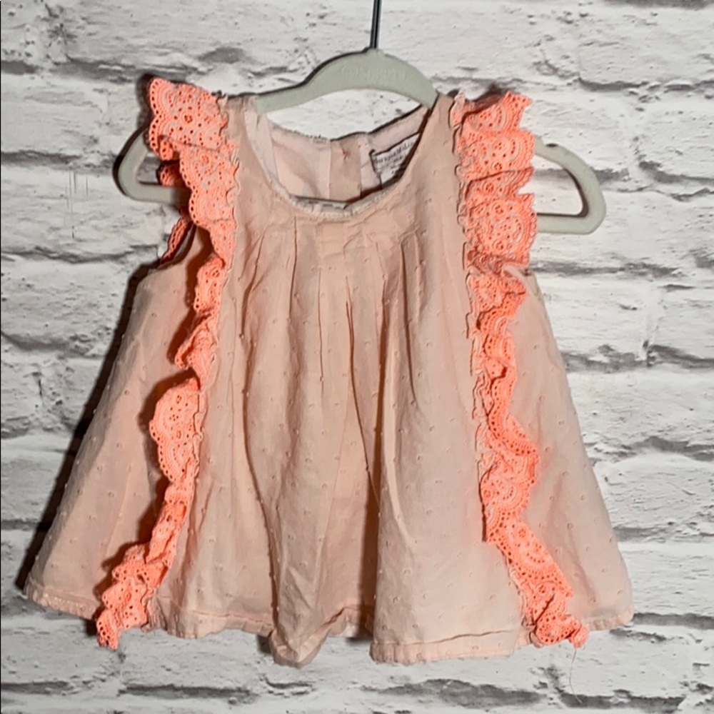 Girl pink peachy lace top Catherine Malandrino